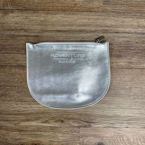 NEW Silver “Adventure Awaits” Metallic Zipper Pouch